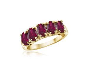 2 2/5 CT TW Ruby Yellow Gold-Plated Sterling Silver 5-Stone Ring by JewelonFire 2 2/5 CT TW Ruby Yellow Gold-Plated Sterling Silver 5-Stone Ring by JewelonFire