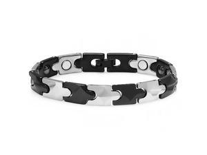Tungsten Carbide Two Tone Plated Magnetic Therapy Bio Healing Mens Link Bracelet Tungsten Carbide Two Tone Plated Magnetic Therapy Bio Healing Mens Link Bracelet