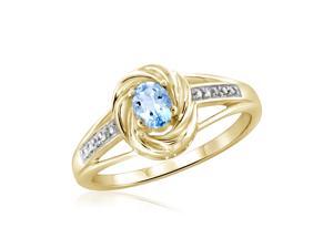 2/7 CT TW Blue Topaz Yellow Silver Swirled Halo Ring with Diamond Accents by JewelonFire 2/7 CT TW Blue Topaz Yellow Silver Swirled Halo Ring with Diamond Accents by JewelonFire
