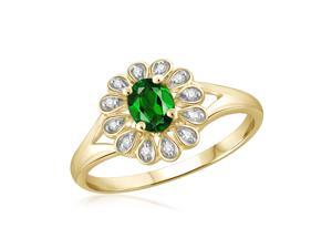 1/4 CT TW Chrome Diopside Gold-Plated Silver Ring with Diamond Accents by JewelonFire 1/4 CT TW Chrome Diopside Gold-Plated Silver Ring with Diamond Accents by JewelonFire