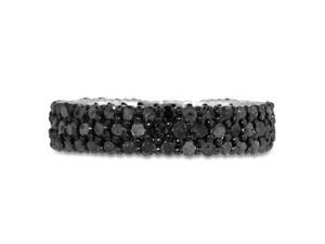 FireFacet 2 CT TW Black Diamond Sterling Silver Triple Row Eternity Band Ring FireFacet 2 CT TW Black Diamond Sterling Silver Triple Row Eternity Band Ring
