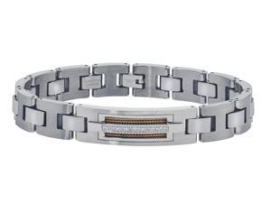 1/10 CT Diamond ID Bracelet in Tungsten and Stainless Steel for Men 1/10 CT Diamond ID Bracelet in Tungsten and Stainless Steel for Men