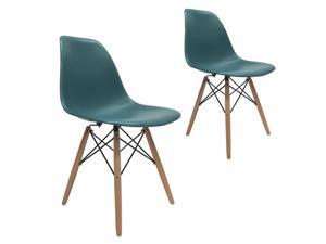 Set of 2 Dsw Molded Side Dining Chair Eiffel Dowel Leg Wood Eames Style Turquoise Set of 2 Dsw Molded Side Dining Chair Eiffel Dowel Leg Wood Eames Style Turquoise