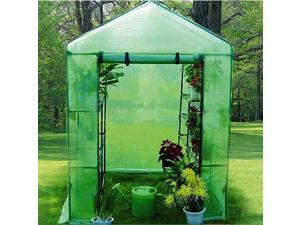 Deluxe Walk-In 2 Tier 8 Shelf Portable Lawn and Garden Greenhouse, Green Deluxe Walk-In 2 Tier 8 Shelf Portable Lawn and Garden Greenhouse, Green