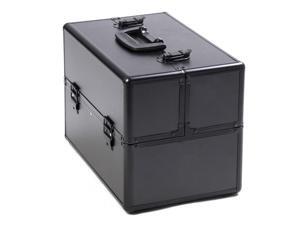 Pro Aluminum Makeup Train Case Jewelry Box Cosmetic Organizer (Black) Pro Aluminum Makeup Train Case Jewelry Box Cosmetic Organizer (Black)