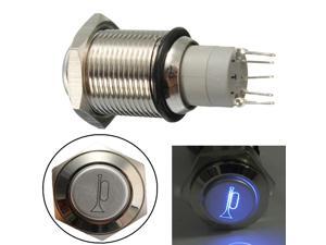 12V 16mm Waterproof Momentary Horn Metal Push Button Switch Blue LED Lighted 12V 16mm Waterproof Momentary Horn Metal Push Button Switch Blue LED Lighted