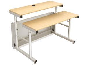 Versa Tables Split Level Height Adjustable Computer Table, Ergonomic Sit to Stand Standing Desk with Two Independently Adjustable Surfaces- 48 x 35, Gray Frame, Maple Surface Versa Tables Split Level Height Adjustable Computer Table, Ergonomic Sit to Stand Standing Desk with Two Independently Adjustable Surfaces- 48 x 35, Gray Frame, Maple Surface
