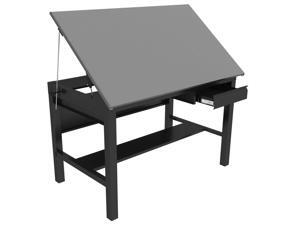 Versa Tables Vision Drafting Table, 65 Degree Tilting Art Drawing Work Surface with Locking Drawer - 60 x 36, Black Frame, Gray Surface Versa Tables Vision Drafting Table, 65 Degree Tilting Art Drawing Work Surface with Locking Drawer - 60 x 36, Black Frame, Gray Surface