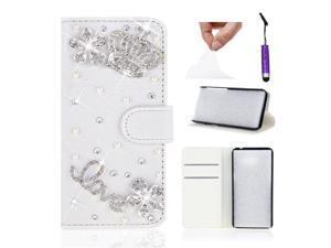Moonmini Case for LG Optimus Logic L35g (Crown) White Luxury 3D Fashion Bling Diamonds PU Leather Flip Case Cover Wallet with Card Holders Moonmini Case for LG Optimus Logic L35g (Crown) White Luxury 3D Fashion Bling Diamonds PU Leather Flip Case Cover Wallet with Card Holders