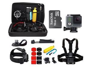 GoPro HD Hero Waterproof Action Camera Camcorder with 16GB MicroSd Card + 23-IN-1 Accessory Kit Full Bundle includes Selfie Stick + Floating Bobber + Chest Mount + Tripod + Carrying Case GoPro HD Hero Waterproof Action Camera Camcorder with 16GB MicroSd Card + 23-IN-1 Accessory Kit Full Bundle includes Selfie Stick + Floating Bobber + Chest Mount + Tripod + Carrying Case