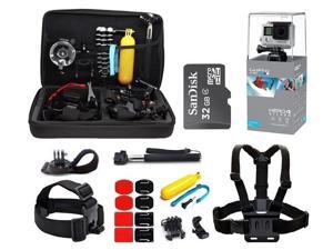 GoPro Hero4 Silver Edition HD Waterproof Camera Camcorder with 32GB MicroSD Card + 23-IN-1 Accessory Kit Full Bundle includes Selfie Stick + Floating Bobber + Chest Mount + Tripod + Carrying Case GoPro Hero4 Silver Edition HD Waterproof Camera Camcorder with 32GB MicroSD Card + 23-IN-1 Accessory Kit Full Bundle includes Selfie Stick + Floating Bobber + Chest Mount + Tripod + Carrying Case