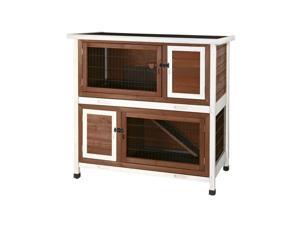 2-Story Rabbit Hutch with Retreat on Upper Level and Hatch Door Brown/White 2-Story Rabbit Hutch with Retreat on Upper Level and Hatch Door Brown/White