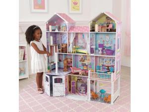 53" Composite Wood and Plastic Country Estate Dollhouse with 11 Rooms and Indoor and Outdoor Doll Furniture 53" Composite Wood and Plastic Country Estate Dollhouse with 11 Rooms and Indoor and Outdoor Doll Furniture