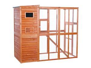 Wooden Outdoor Cat Run with Retreat on Upper Level Wooden Outdoor Cat Run with Retreat on Upper Level