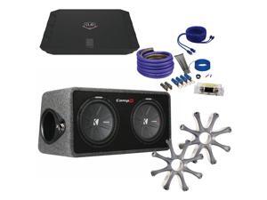 Kicker 40DCWR122 with DUB 1000 watt amp protective grilles and amp wiring kit Kicker 40DCWR122 with DUB 1000 watt amp protective grilles and amp wiring kit