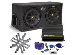 Kicker Comp Dual 12" package with Kicker CX600.1 600 watt monoblock, grilles, and wiring kit Kicker Comp Dual 12" package with Kicker CX600.1 600 watt monoblock, grilles, and wiring kit
