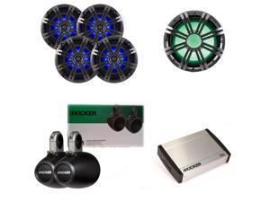 Kicker Marine Bundle with 40KXM4004 Amp+OEM Replacement LED Speakers + 41KMW104LC Sub Kicker Marine Bundle with 40KXM4004 Amp+OEM Replacement LED Speakers + 41KMW104LC Sub