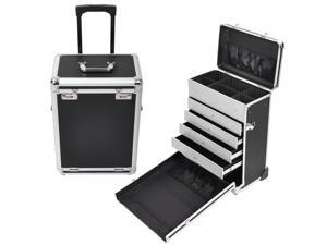 Professional Rolling Travel Makeup Case Jewelry Drawers Aluminum Black Code Lock Professional Rolling Travel Makeup Case Jewelry Drawers Aluminum Black Code Lock