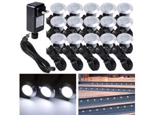 15pcs LED Deck Light Garden Stair Yard Landscape Cool White Lamp W/ Transformer 15pcs LED Deck Light Garden Stair Yard Landscape Cool White Lamp W/ Transformer