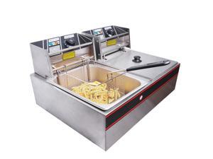 12L 5000W Stainless Steel Electric Countertop Deep Fryer Dual Tank Basket for Commercial Restaurant 12L 5000W Stainless Steel Electric Countertop Deep Fryer Dual Tank Basket for Commercial Restaurant