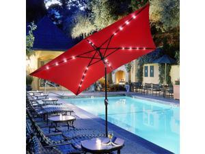 10x6.5' ft Patio Umbrella w/ Solar Powered LED Light Tilt Garden Market Beach 10x6.5' ft Patio Umbrella w/ Solar Powered LED Light Tilt Garden Market Beach