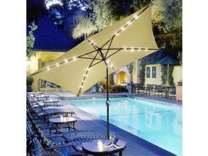 10x6.5' ft Patio Umbrella w/ Solar Powered LED Light Tilt Garden Market Beach 10x6.5' ft Patio Umbrella w/ Solar Powered LED Light Tilt Garden Market Beach