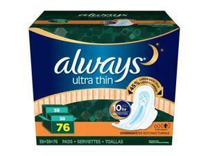 Always Ultra Thin Overnight Pads with Wings - 76 ct. Always Ultra Thin Overnight Pads with Wings - 76 ct.