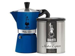 Bialetti Moka Stovetop Espresso Maker & Moka Grind Coffee- blue Bialetti Moka Stovetop Espresso Maker & Moka Grind Coffee- blue