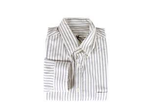 Golden Goose Mens Dress Shirt Size M US Regular Striped Ivory Cotton Golden Goose Mens Dress Shirt Size M US Regular Striped Ivory Cotton