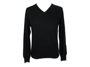 Heritage Mens V-Neck Sweater Size 52 Regular - Black Silk Blend Heritage Mens V-Neck Sweater Size 52 Regular - Black Silk Blend