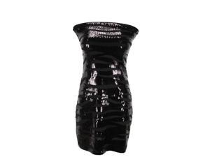 Poems Womens Strapless Stretch Dress Size L US Regular Striped Black Polyester Poems Womens Strapless Stretch Dress Size L US Regular Striped Black Polyester