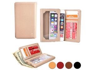 Cooper Cases(TM) Infinite Wallet Universal 6" Smartphone Case in Gold (PU Canvas Cover, Built-in Screen Protector, Card Slots, ID Holder, Billfold) Cooper Cases(TM) Infinite Wallet Universal 6" Smartphone Case in Gold (PU Canvas Cover, Built-in Screen Protector, Card Slots, ID Holder, Billfold)