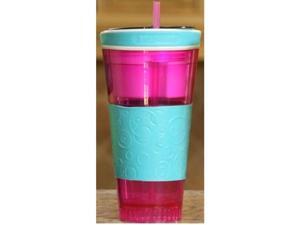 Snackeez Travel Cup Snack Drink in One Container Pink/Blue Snackeez Travel Cup Snack Drink in One Container Pink/Blue