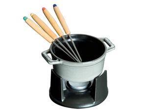 Staub Cast Iron 0.25-qt Mini Chocolate Fondue Set - Graphite Grey Staub Cast Iron 0.25-qt Mini Chocolate Fondue Set - Graphite Grey