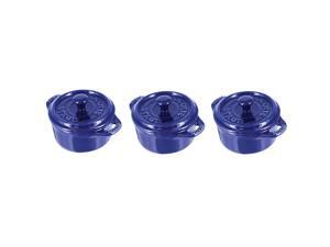 Staub Ceramic 3-pc Mini Round Cocotte Set - Dark Blue Staub Ceramic 3-pc Mini Round Cocotte Set - Dark Blue