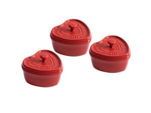 Staub Ceramic 3-pc Mini Heart Cocotte Set - Cherry Staub Ceramic 3-pc Mini Heart Cocotte Set - Cherry