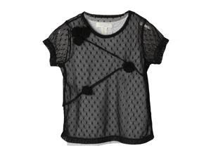 Richie House Girls' Black Tulle Top with Roses RH0550-9/10 Richie House Girls' Black Tulle Top with Roses RH0550-9/10