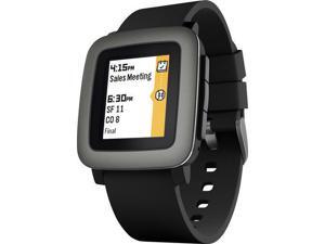 Pebble - Time Smartwatch 38mm Polycarbonate - Black Silicone Smart Watch Pebble - Time Smartwatch 38mm Polycarbonate - Black Silicone Smart Watch