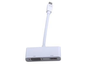 Megadream® Full HD 1080P Mini DP Display Port to HDMI & VGA 2 in 1 Adapter Cable HDTV, Monitor, Projector, LCD Display for Apple Macbook, Macbook Pro, iMac, Macbook Air, and Mac Mini - White Megadream® Full HD 1080P Mini DP Display Port to HDMI & VGA 2 in 1 Adapter Cable HDTV, Monitor, Projector, LCD Display for Apple Macbook, Macbook Pro, iMac, Macbook Air, and Mac Mini - White