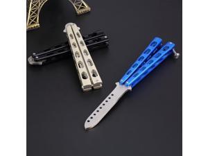 Practice Metal Butterfly Steel Trainer Training Dull Knife Cool Sport Tool blue Practice Metal Butterfly Steel Trainer Training Dull Knife Cool Sport Tool blue