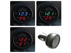 Multifunction Car Digital Voltmeter Thermometer USB Car Charger 3 in1 Multifunction Car Digital Voltmeter Thermometer USB Car Charger 3 in1