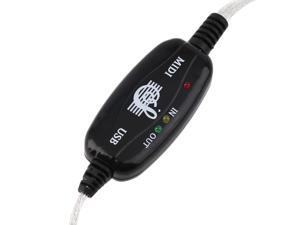 USB IN OUT MIDI Interface Cable Converter PC to Music Keyboard Adapter Cord USB IN OUT MIDI Interface Cable Converter PC to Music Keyboard Adapter Cord