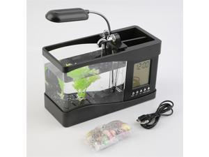 USB Desktop Mini Fish Tank Aquarium LCD Timer Clock LED Lamp Light Black USB Desktop Mini Fish Tank Aquarium LCD Timer Clock LED Lamp Light Black