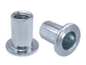 M49120, RIVETNUT, 8-32 (.010-.075 GR) RND BODY, FLAT HD, STEEL, ZINC CLR (500 PK) M49120, RIVETNUT, 8-32 (.010-.075 GR) RND BODY, FLAT HD, STEEL, ZINC CLR (500 PK)
