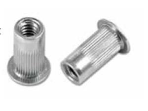 M57388, RIVETNUT, M8X1.25 (0.70-3.81MM GR) RND BODY SPLINED, LG FLNG HD, STEEL, ZINC CLR (100 PK) M57388, RIVETNUT, M8X1.25 (0.70-3.81MM GR) RND BODY SPLINED, LG FLNG HD, STEEL, ZINC CLR (100 PK)