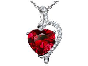 Mabella PWS004CR 4.10 cttw Heart Shaped 10mm x 10mm Created Ruby Pendant in Sterling Silver w/ 18" Chain Mabella PWS004CR 4.10 cttw Heart Shaped 10mm x 10mm Created Ruby Pendant in Sterling Silver w/ 18" Chain
