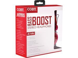 Coby Bass Boost Stereo Over Ear Headphones with Built-In Mic -Red Coby Bass Boost Stereo Over Ear Headphones with Built-In Mic -Red