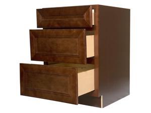 36 Inch Three Drawer Base Cabinet in Leo Saddle with 3 Soft Close Drawers 36" 36 Inch Three Drawer Base Cabinet in Leo Saddle with 3 Soft Close Drawers 36"