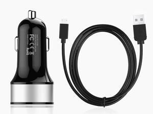 Roybens 4.8A Quick Dual USB Car Charger With USB Cable Portable Charger For Samsung S6 Edge HTC LG iPhone 6 6S Plus-Black/Silver Roybens 4.8A Quick Dual USB Car Charger With USB Cable Portable Charger For Samsung S6 Edge HTC LG iPhone 6 6S Plus-Black/Silver