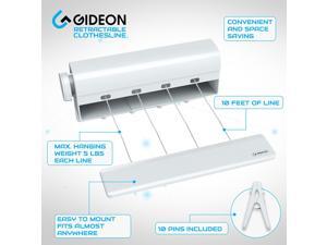Gideon Indoor 4-Line Retractable Clothesline - Clothes Dryer with 4 Bonus Hanging Hooks - Instantly Adds 40 Feet of Drying Space - Includes 10 Free Clothespins Gideon Indoor 4-Line Retractable Clothesline - Clothes Dryer with 4 Bonus Hanging Hooks - Instantly Adds 40 Feet of Drying Space - Includes 10 Free Clothespins